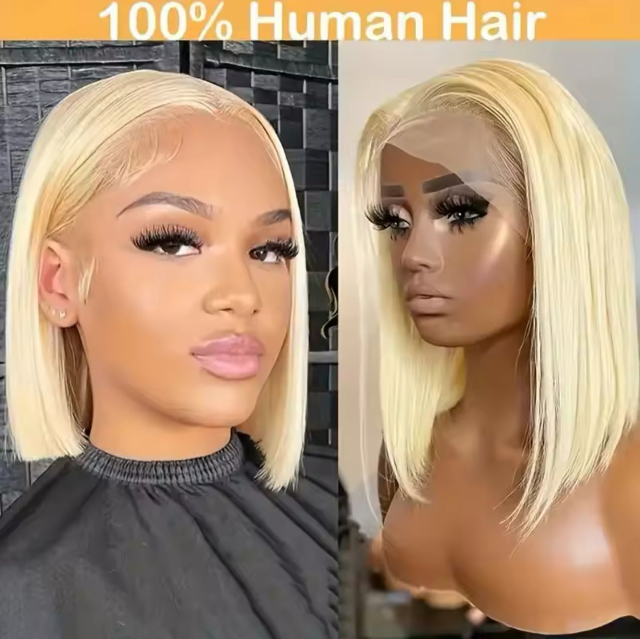 10” blond bob wig human hair 12a 180% 13*4 lace