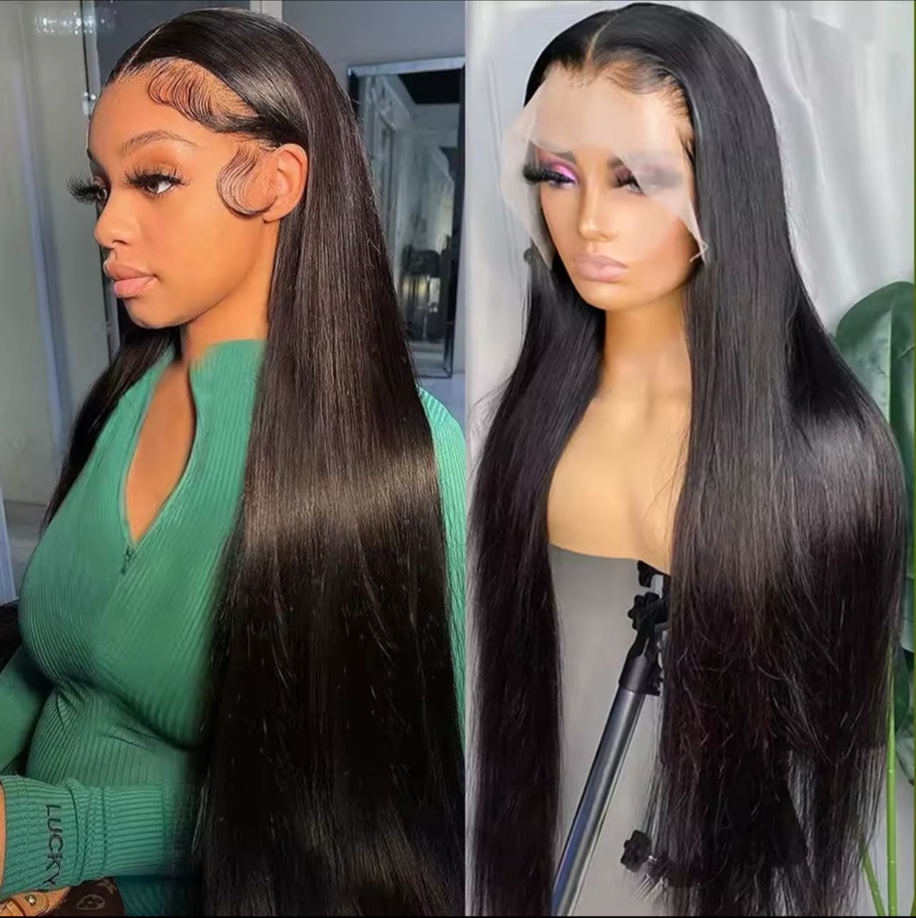 30” HD Transparent Wig Straight 13x6 Lace Front Human Hair Wigs 100% $20,000 JMD 10A