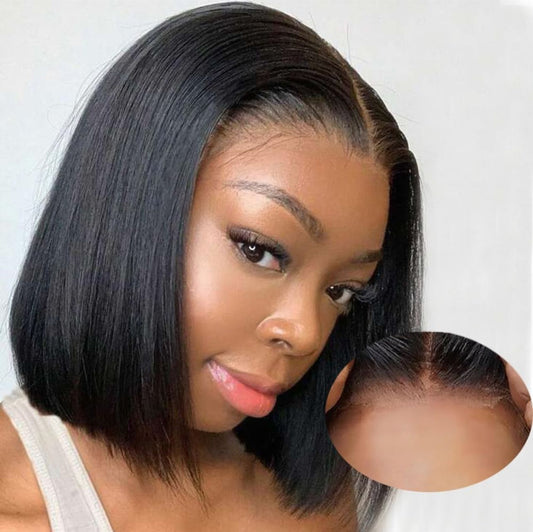 8” closure 4*4 glue-less frontal wig 100% human virgin hair