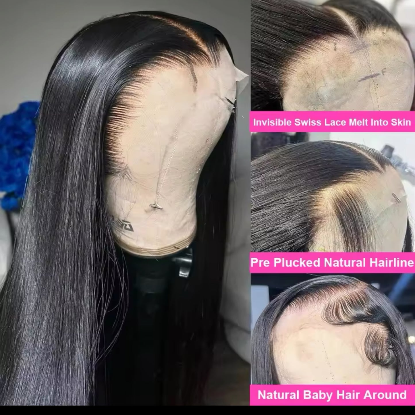 20” straight frontal wig 13*6 lace 12A human 100% Brazilian straight $12,000 JMD