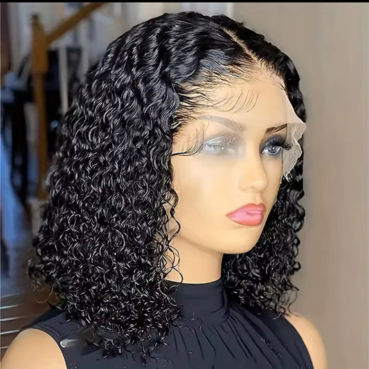 8-14” Mongolian Kinky Curly Wig Human Hair 13x4 Curly Lace Front Human Hair Wigs Deep Curly Lace Closure Wig For Women 180 Density