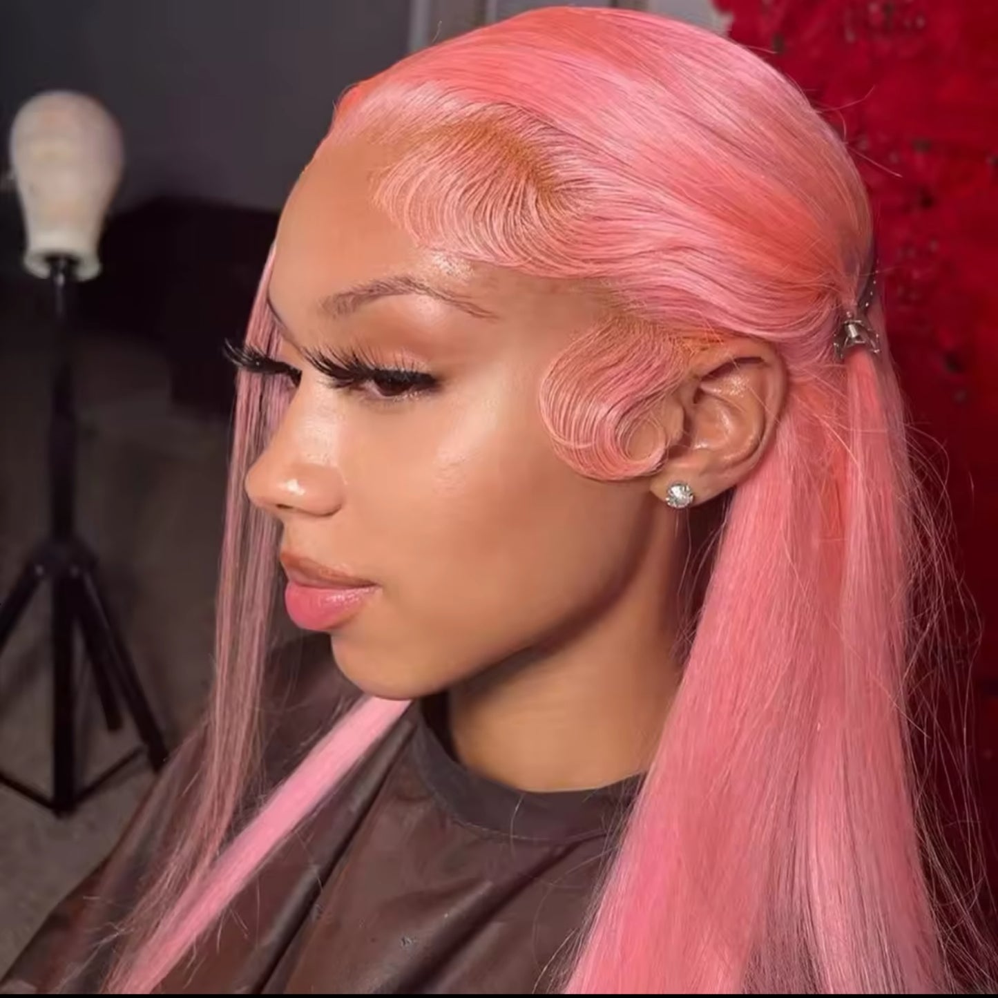 HD Lace Frontal Wig Bone Straight pink Lace Front Wig Human Hair For Women Brazilian 613 Color 13x4 Lace Frontal Wig