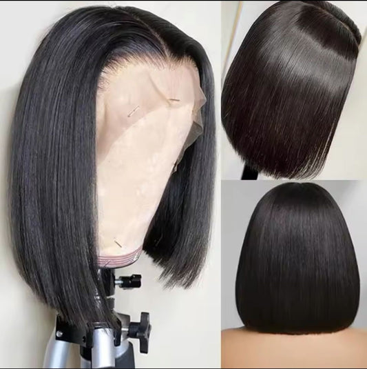 8” bob frontal Wig 100% human 13*4 .. 180% density