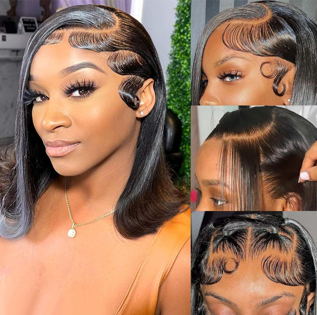 14” inch Lace Front Bob Wigs Human Hair 13x4 HD Lace Glueless Bob