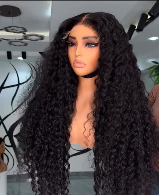 30” inch glueless deepwave lace frontal wig 10A human hair