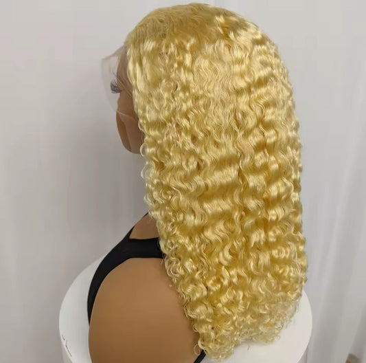 613# Blonde 20 Inches Water Wave Human Hair Wigs 13x4 Lace Frontal 250% Density Water Wave Remy Brazilian Hair for Black Women $25,000