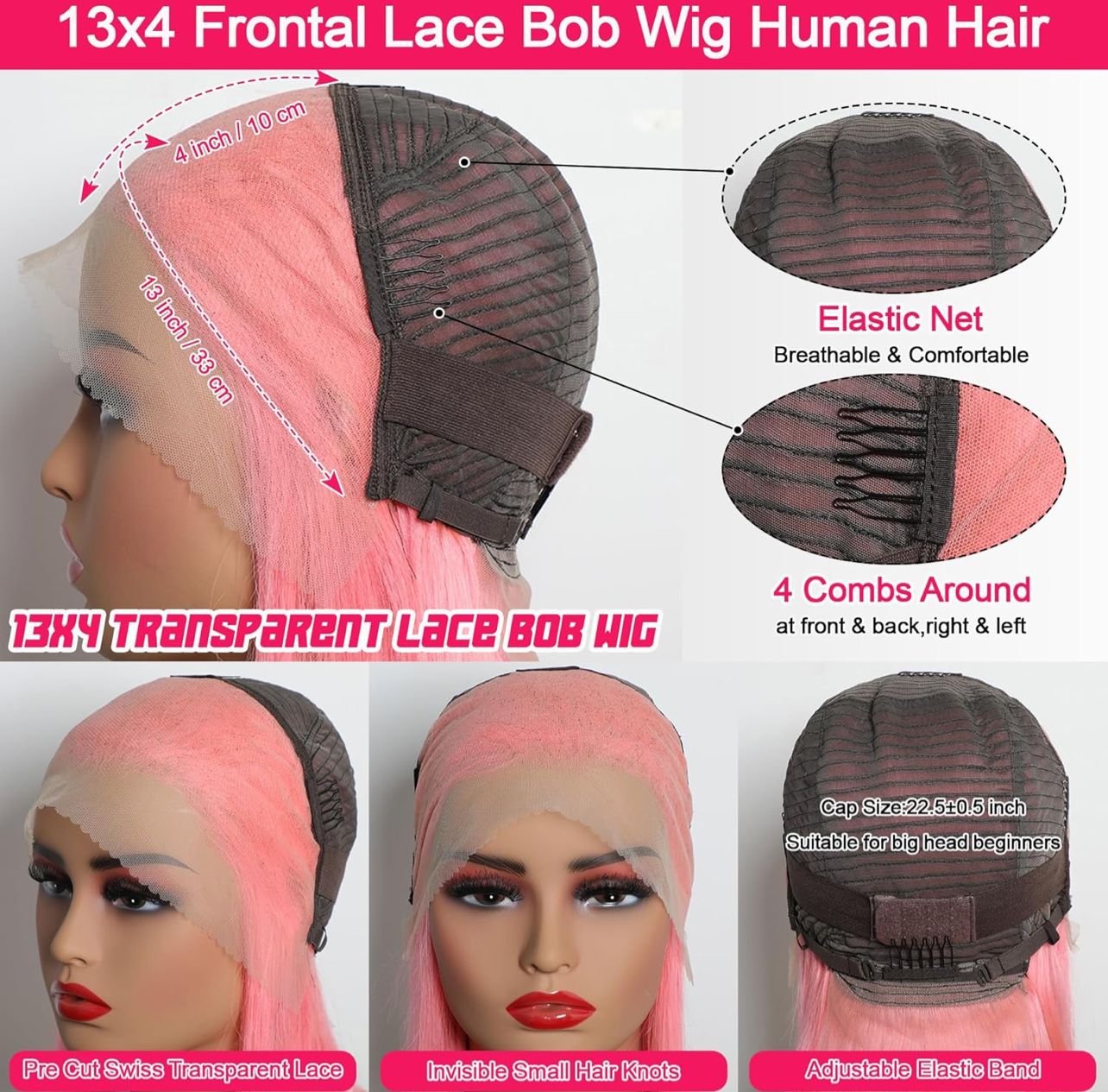 10” Pink Bob Wig Human Hair 13x4 Lace Frontal Human Hair Wigs 180% Density Pink Wig Human Hair for Black Women Pre Plucked Brazilian Virgin Human Hair Short Bob Wigs Human Hair 10 Inch Pink Lace Bob Wig $11,000 JMD