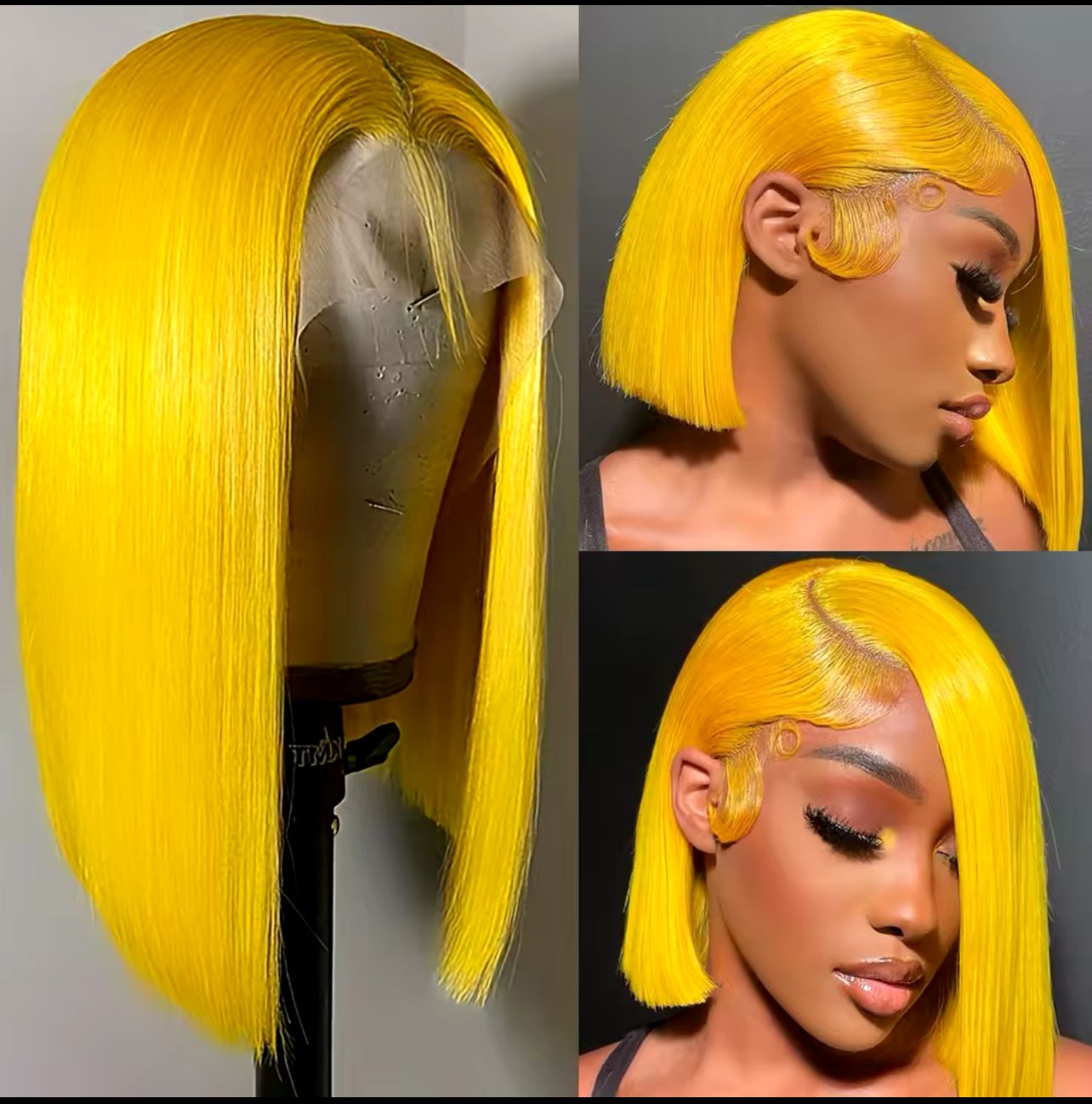 10” yellow bob wig human 100% human hair $9,000