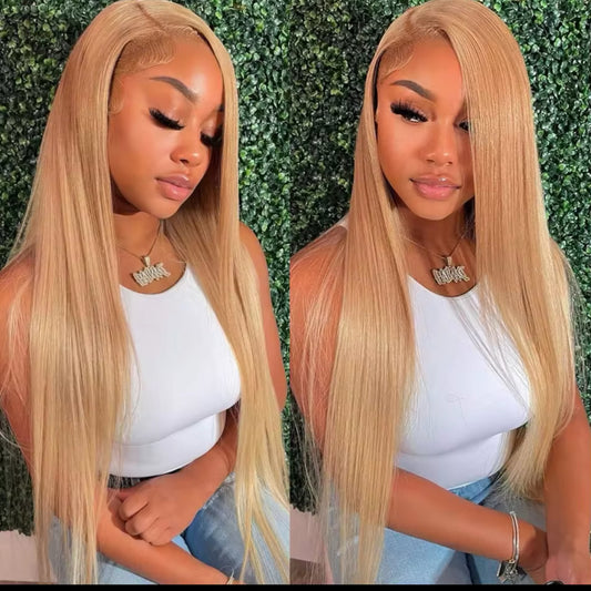 Bone Straight Honey Blonde Wig Human Hair 13x6 Hd Lace Frontal Wigs For Women 36 Inch #27 Colored Wig 13x4 Lace Front Wig 200% and 180% 12A Peruvian straight