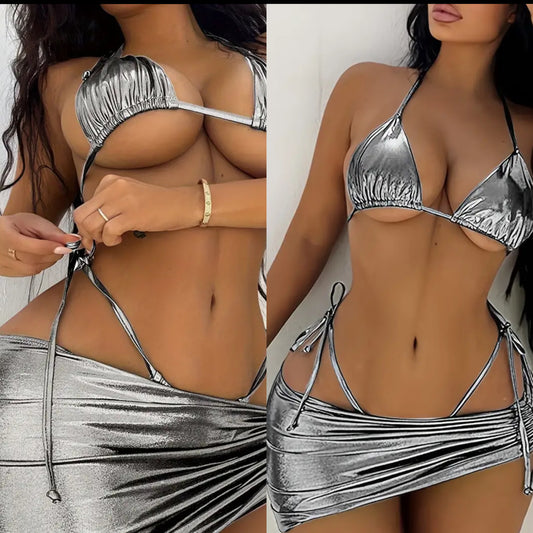 Sexy Slimming 24 European And American Cross-border Bikini Sets - Shiny Fabric Night Club Bikini Explosion