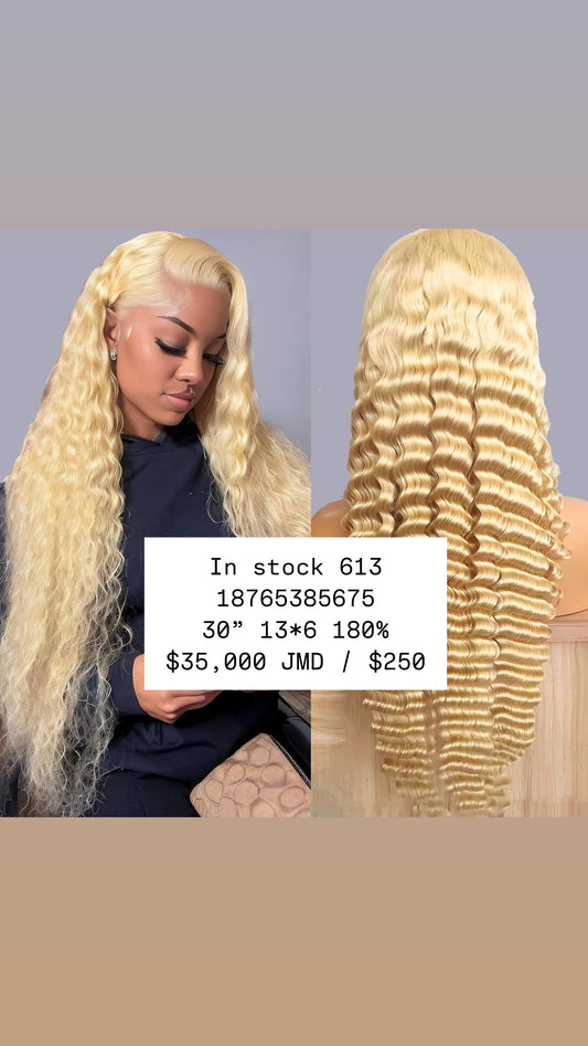 613 deepwave frontal wig 180% 12A soft and nice human 100% $29,000 JMD