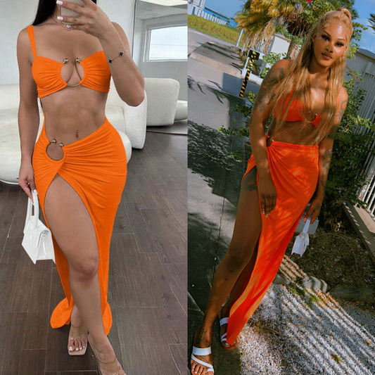 Sexy 2 pc orange beach wear