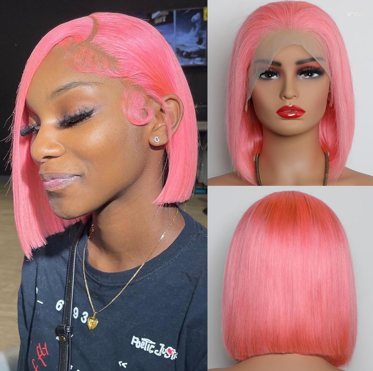 10” Pink Bob Wig Human Hair 13x4 Lace Frontal Human Hair Wigs 180% Density Pink Wig Human Hair for Black Women Pre Plucked Brazilian Virgin Human Hair Short Bob Wigs Human Hair 10 Inch Pink Lace Bob Wig $11,000 JMD