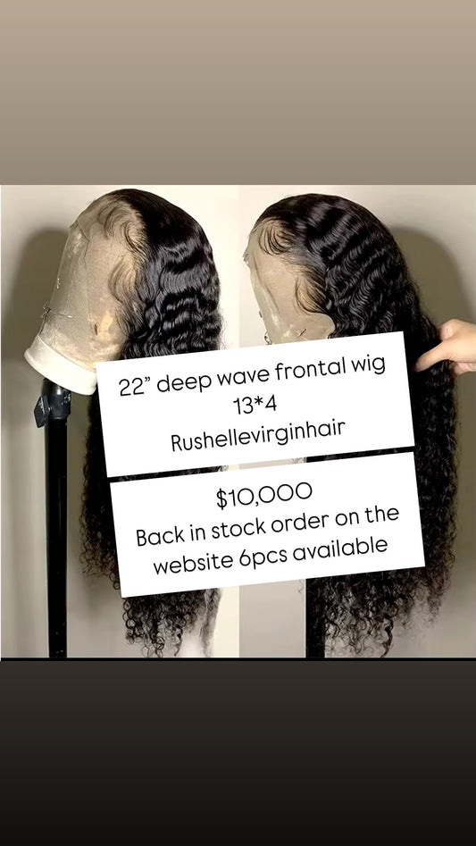 SALE !! Deepwave frontal wig 20 & 22” for same price lace frontal wig 100% human virgin hair 12a grade soft and nice last 1 year wear