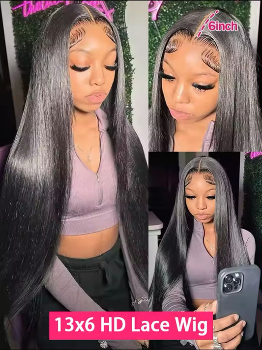 Straight 13*6 lace frontal wig 200% human hair bone straight 15A virgin hair soft quality