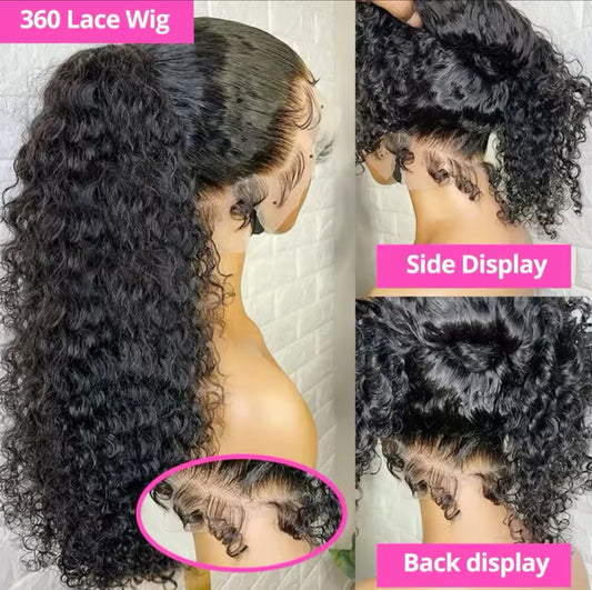 26” inch 250 Density Deep Wave 360 Full Hd Lace Front Human 12A