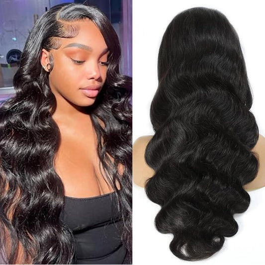 200% Density 26 Inch Body Wave Lace Front Wigs Human Hair Pre Plucked Wig 13x4 HD Lace Frontal 10A grade $12,000 98% human hair quality is nice