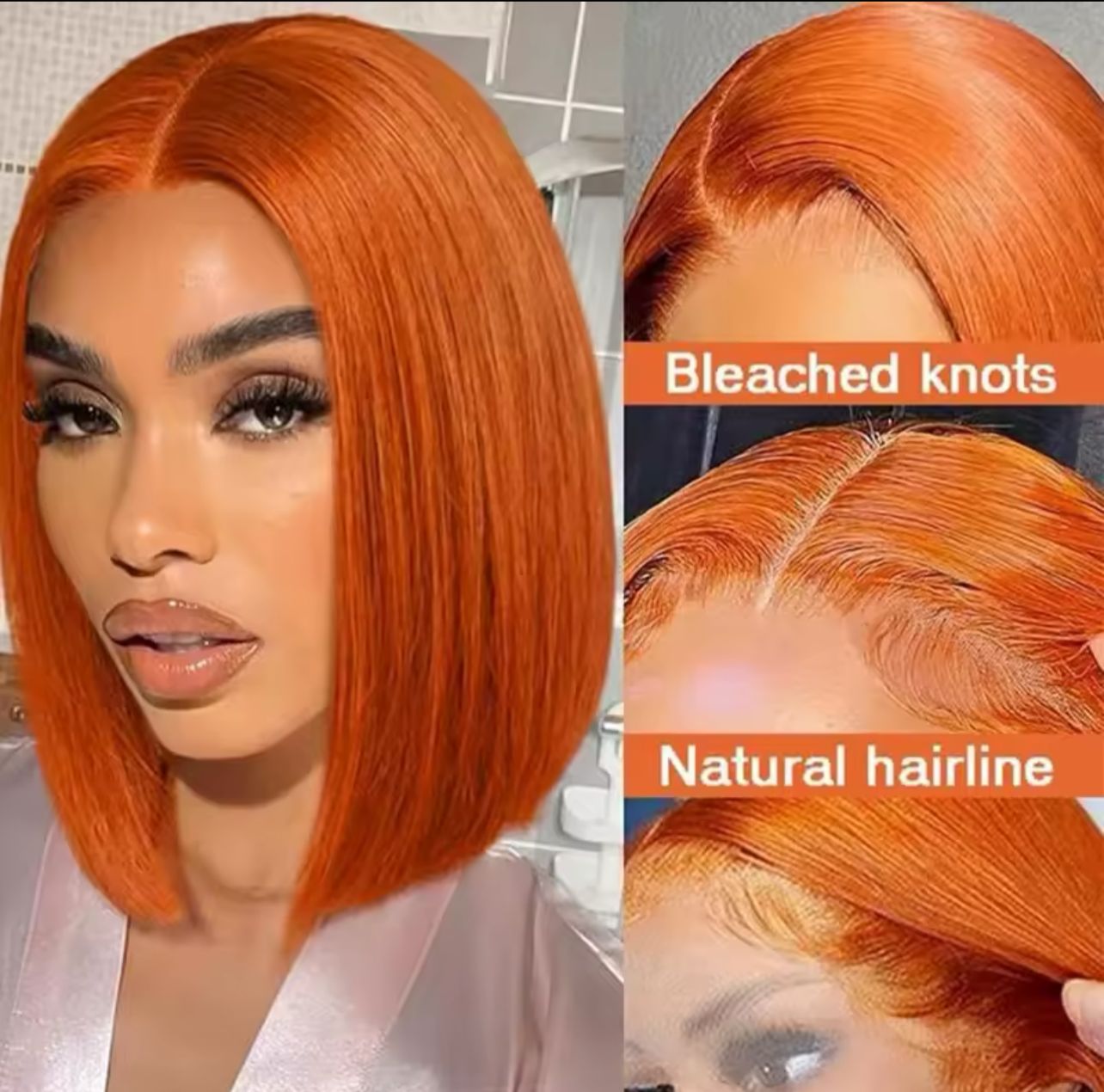 T part ginger bob wig 10” lace wig human 100% $5,500 JMD