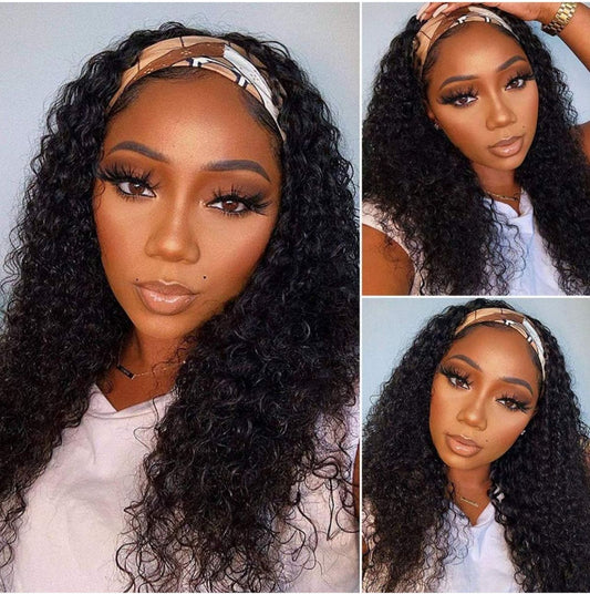 18” curly headband wig glueless