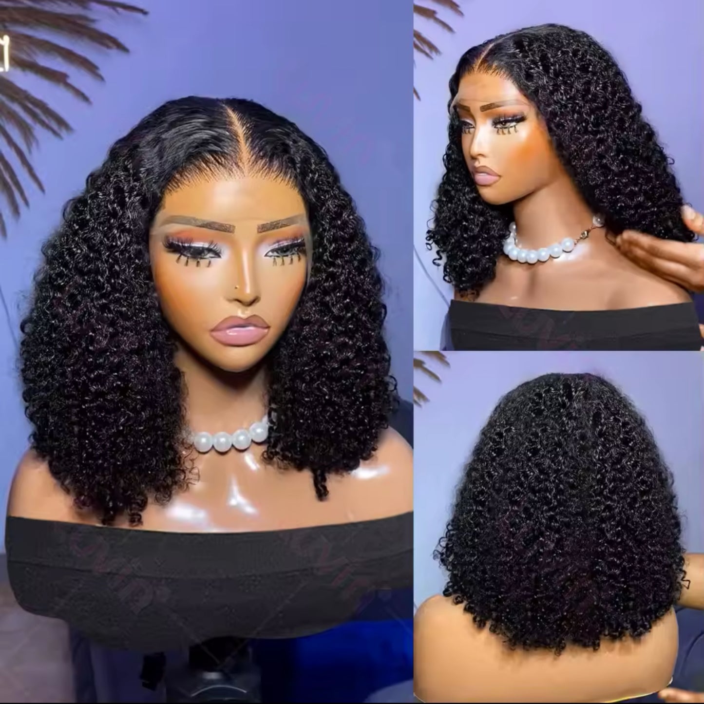 14” inch .. 200% Brazilian Curly Short Bob 13x6 HD Transparent Lace Front Deep Wave 13x4 Lace Frontal Human Hair Wig