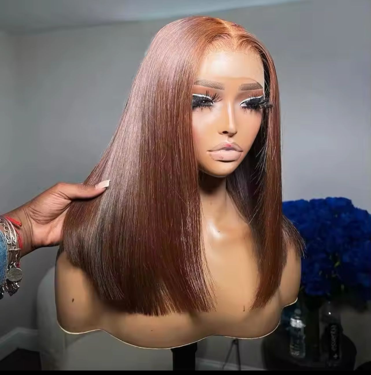 12” inch 12A Brown bob wig human hair lace wig 100% human 180%