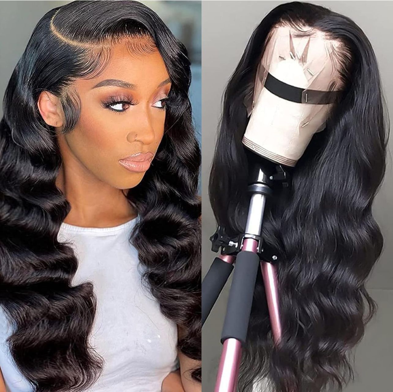 20” Body Wave Lace Front Wigs Human Hair Wide Lace 180 Density Human Hair Wigs 13x4 Human Hair Lace Front Wigs Pre Plucked With Baby Hair 20 Inches Natural Color